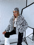 "CHRISTY FL209" faux fur jacket - black with white